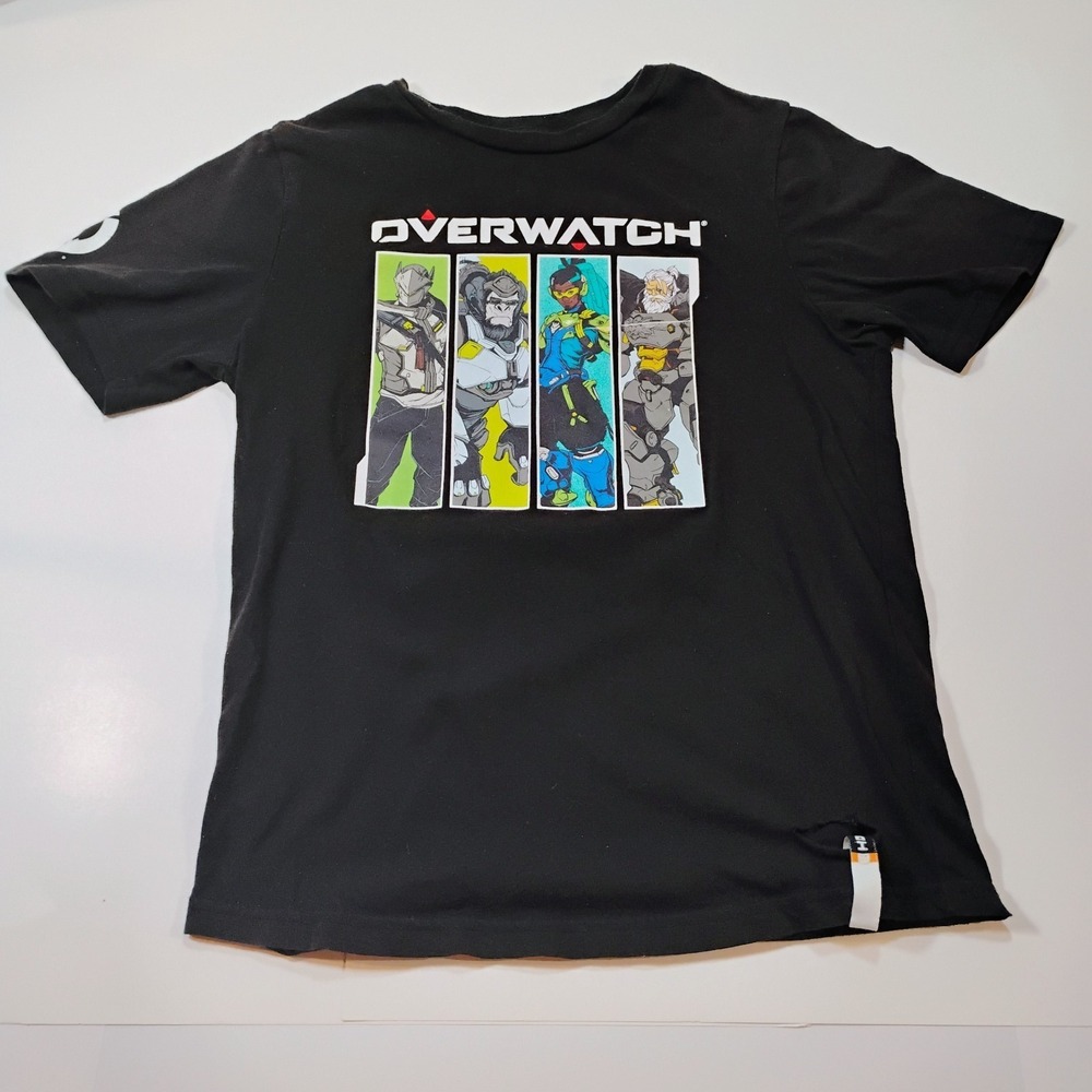 Blizzard Boy's 10/12 Overwatch Graphic Short Sleeve Tee Shirt Black White